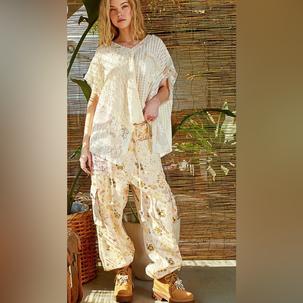 Boutique Lace Patchwork V-Neck Tee - image 5